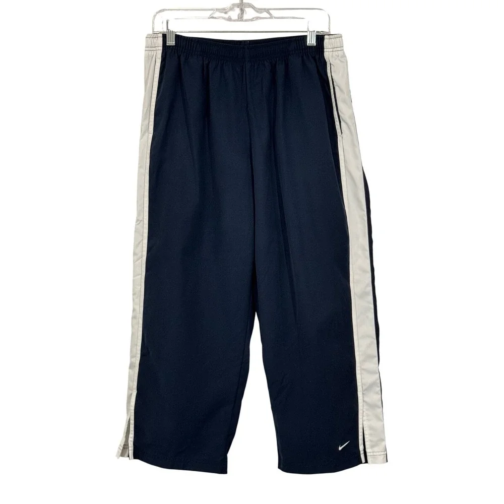Nike Track Pants Boys XL Navy Blue White Swoosh Side Stripe Athletic Sporty Y2K